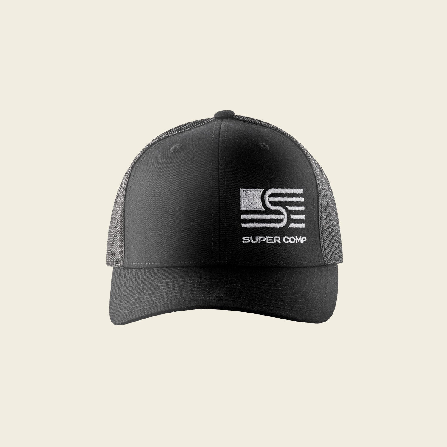 Classic Black Trucker Cap With Corner Logo